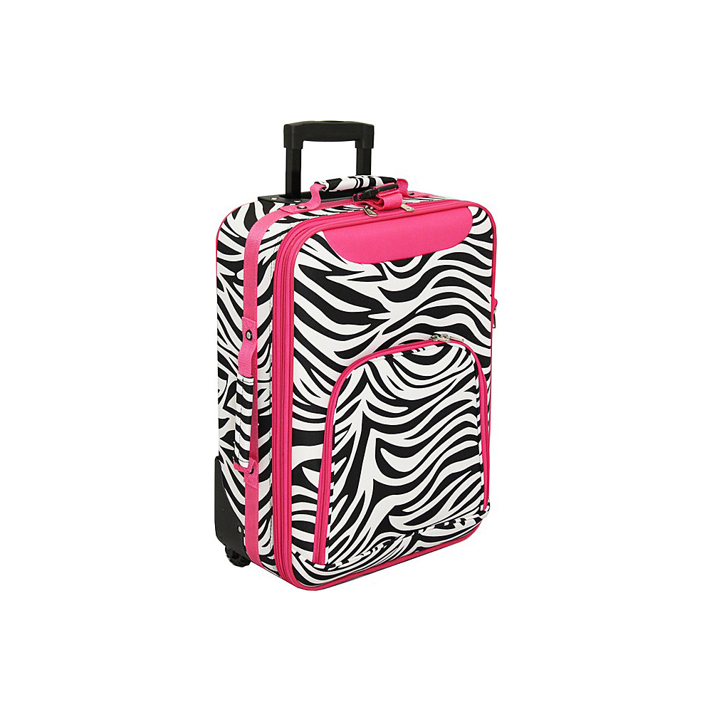 World Traveler Zebra 20 Rolling Carry On Pink Trim Zebra World Traveler Softside Carry On