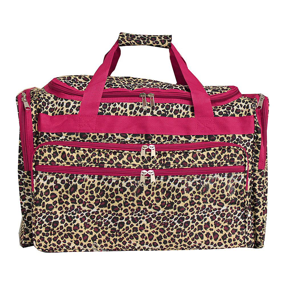 World Traveler Leopard 16 Shoulder Duffle Bag Pink Trim Leopard World Traveler Rolling Duffels