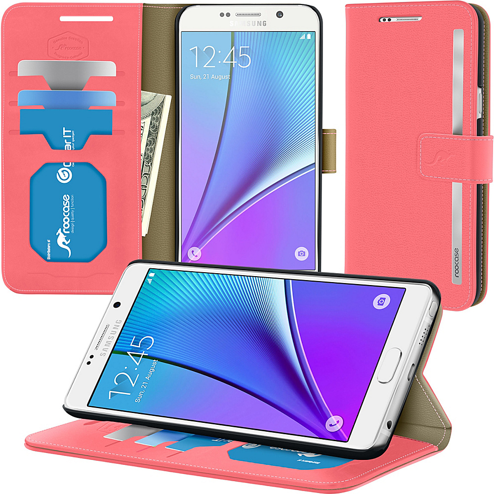 rooCASE Prestige Folio Case for Samsung Galaxy Note5 Pink rooCASE Electronic Cases