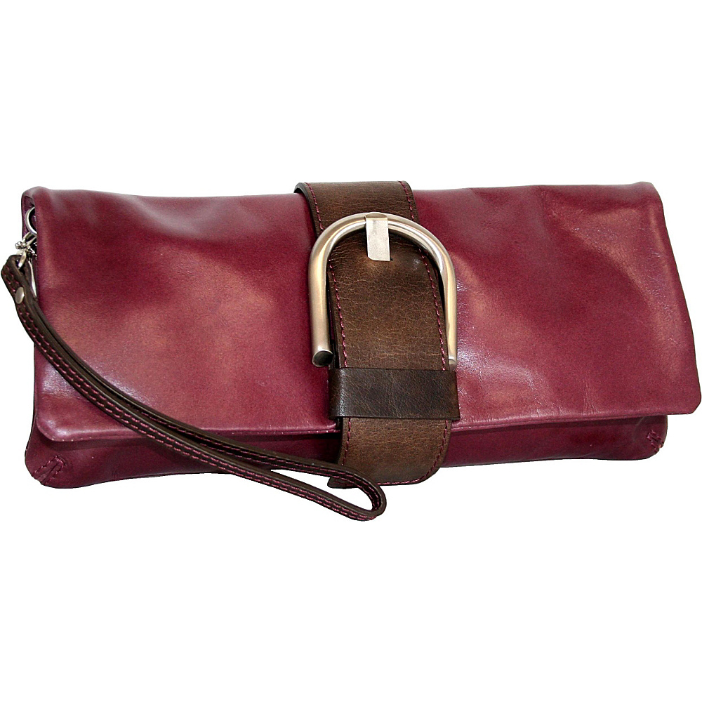 Nino Bossi Buckle Up Clutch Viola Nino Bossi Leather Handbags
