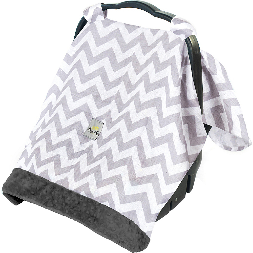 Itzy Ritzy Cozy Happens Muslin Infant Car Seat Canopy C. Grey Chevron with Charcoal Minky Dot Itzy Ritzy Diaper Bags Accessories