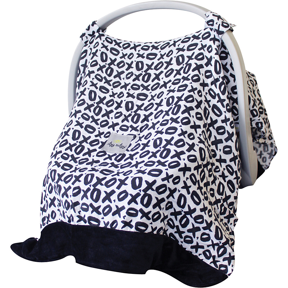 Itzy Ritzy Cozy Happens Muslin Infant Car Seat Canopy XOXO with Black Minky Dot Itzy Ritzy Diaper Bags Accessories