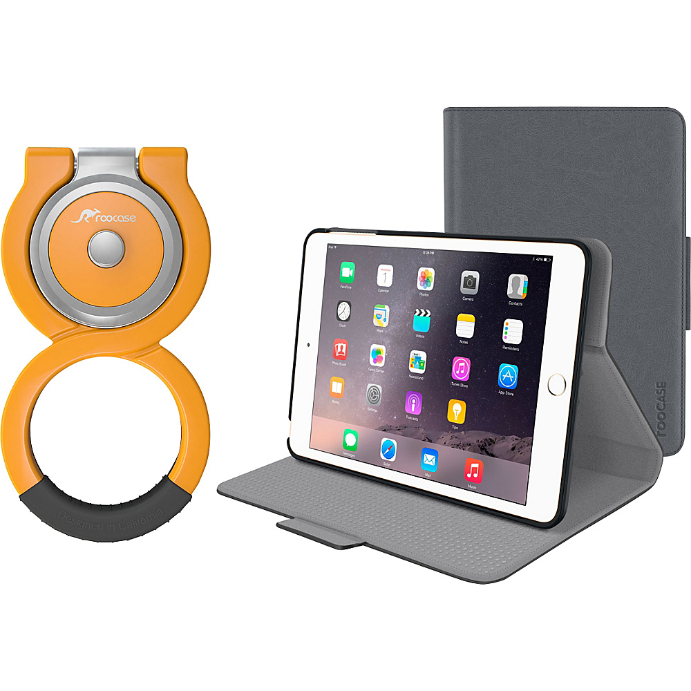 rooCASE Orb 360 Folio Case Cover Orb 360 Loop Stand Bundle for iPad Mini 4 3 2 1 Grey rooCASE Electronic Cases