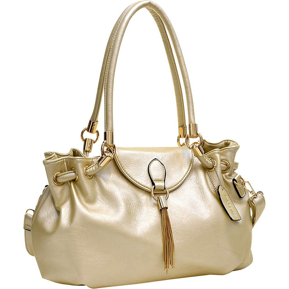 Dasein Loop Through Shoulder Bag with Tassel Accent Gold Dasein Manmade Handbags