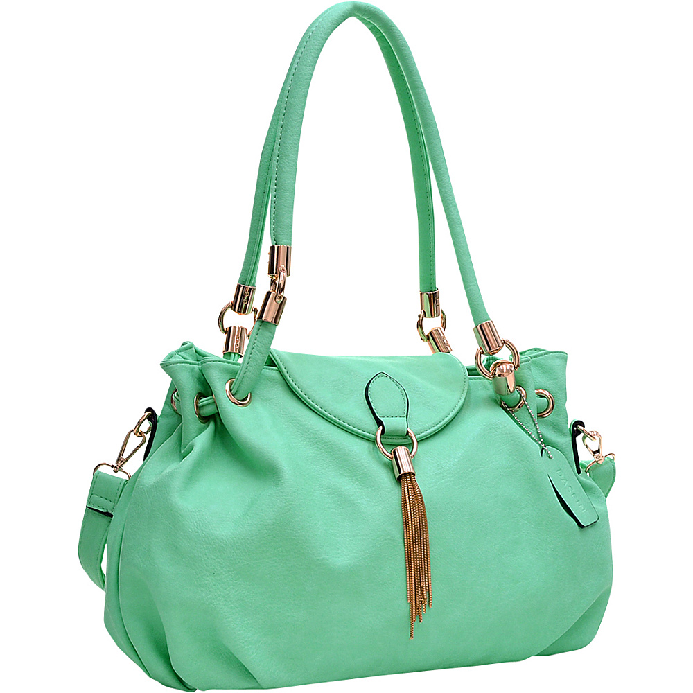 Dasein Loop Through Shoulder Bag with Tassel Accent Green Dasein Manmade Handbags