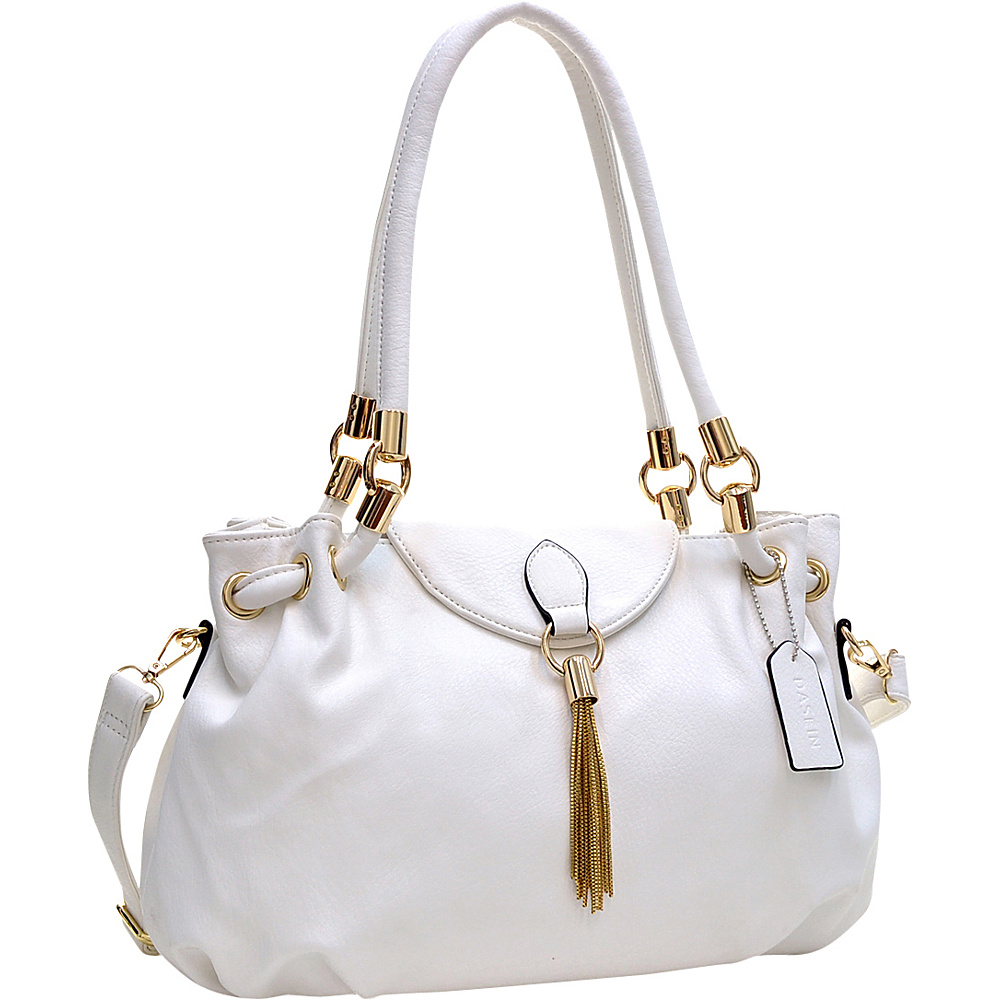 Dasein Loop Through Shoulder Bag with Tassel Accent White Dasein Manmade Handbags