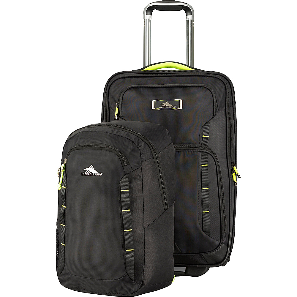 High Sierra AT8 Wheeled Carry On with Pack n Go Backpack Black Zest High Sierra Softside Carry On
