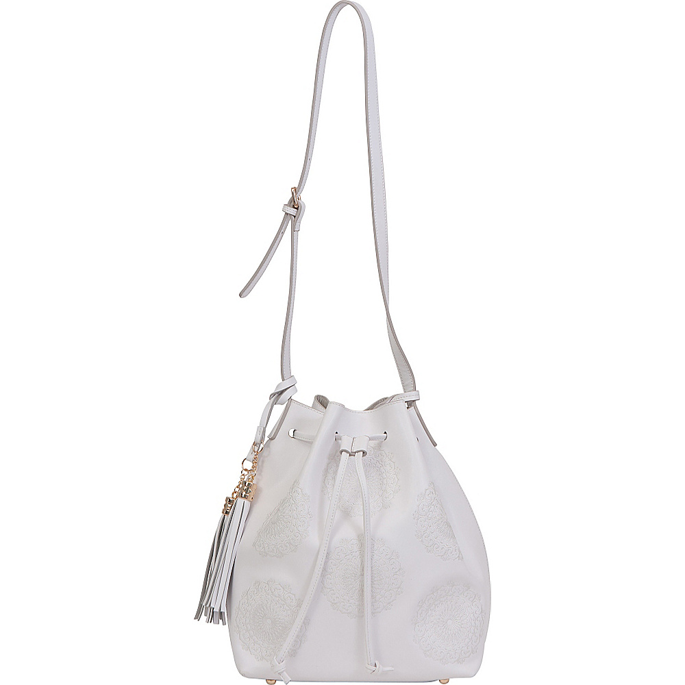 BUCO Embroidered Drawstring Pouch White BUCO Leather Handbags