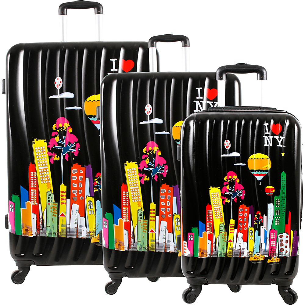 J World New York ILNY Cityscape II 3 Piece Luggage Set Black J World New York Luggage Sets