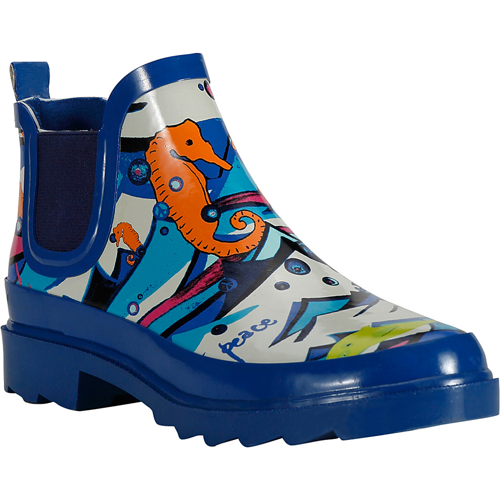 Sakroots Rhyme Ankle Rain Boot 6 M Regular Medium Aqua Water Nation Sakroots Women s Footwear