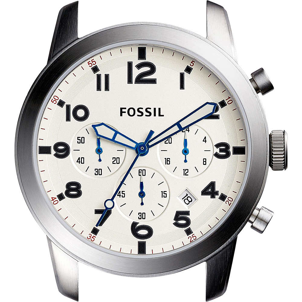 Fossil Pilot 54 44mm Chronograph Stainless Steel Watch Case White Fossil Watches