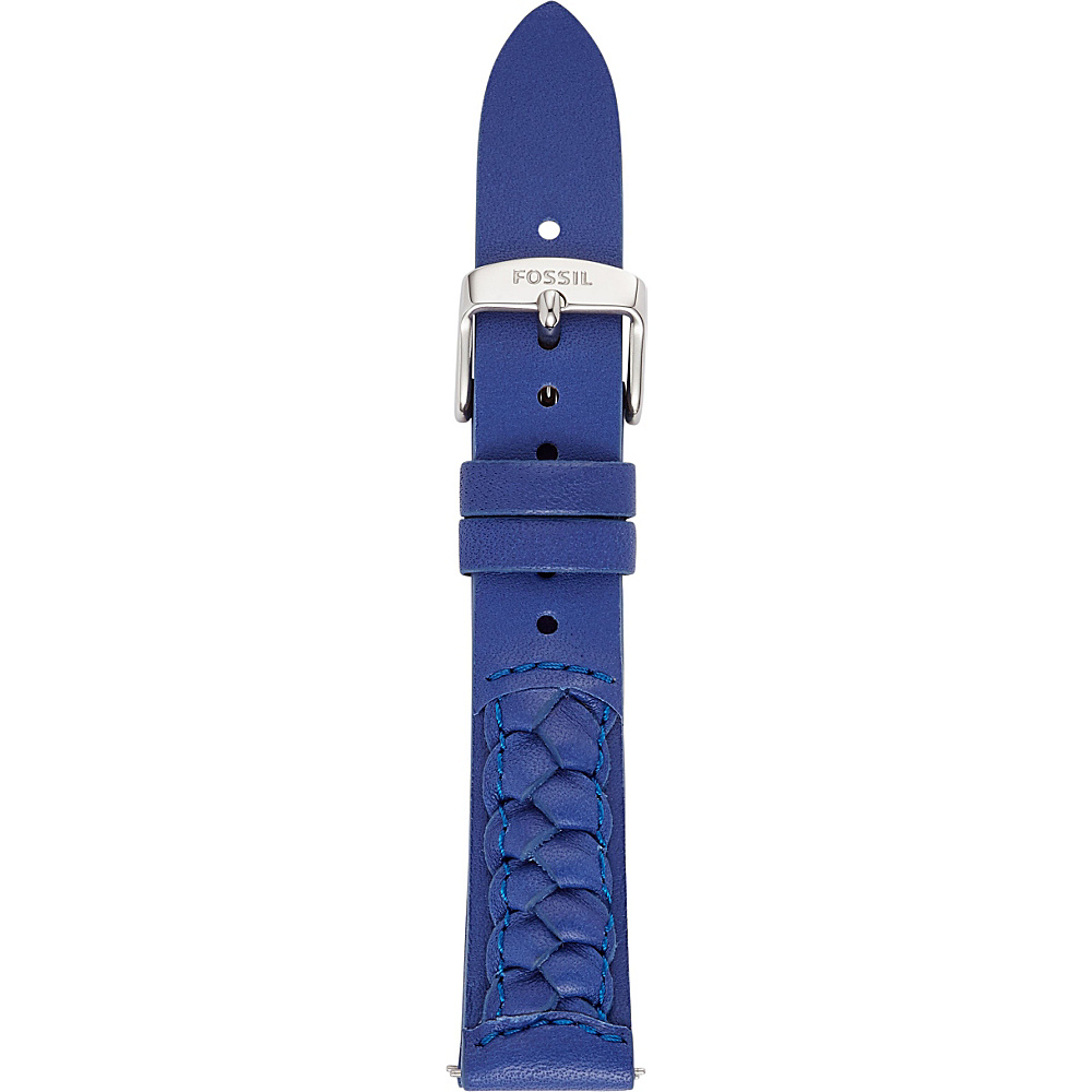 Fossil Leather 18mm Braided Watch Strap Blue Fossil Watches