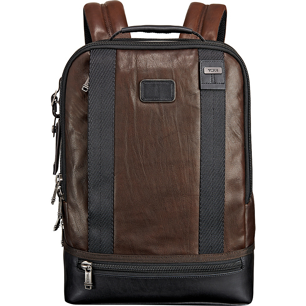 Tumi Alpha Bravo Dover Leather Backpack Dark Brown Tumi Business Laptop Backpacks
