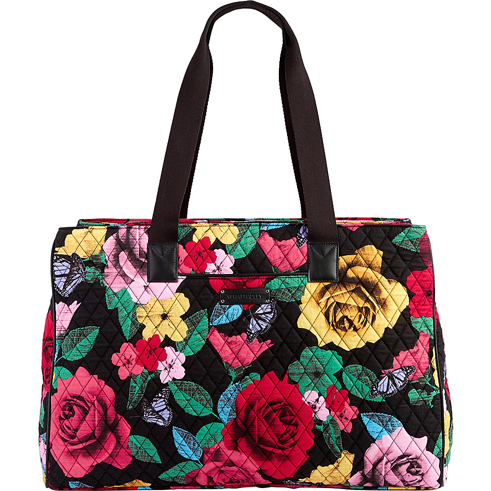 Vera Bradley Triple Compartment Travel Bag Havana Rose with Black Vera Bradley Fabric Handbags