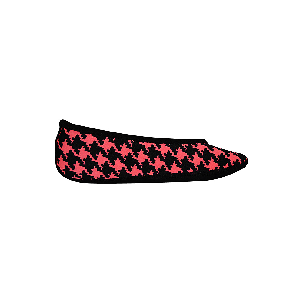 NuFoot Ballet Flats Travel Slipper Patterns Pink amp; Black Hounds Tooth Large NuFoot Women s Footwear