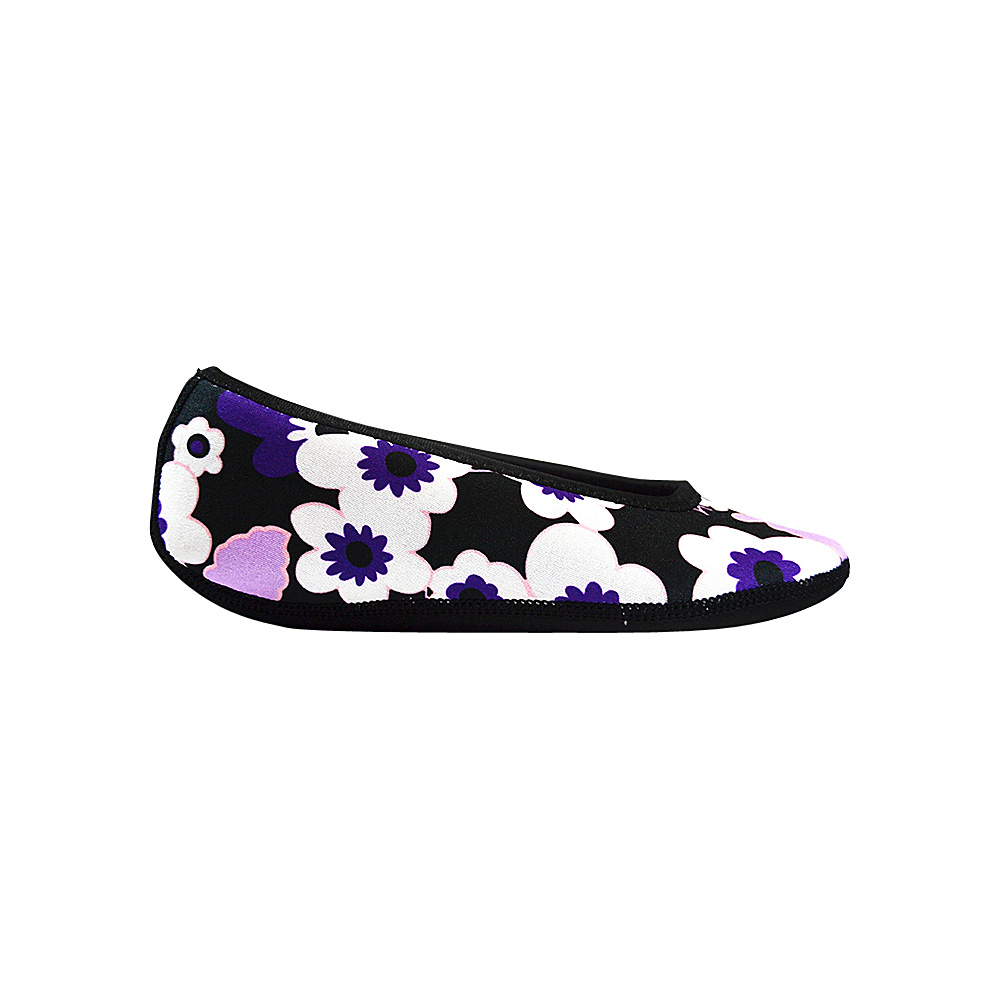 NuFoot Ballet Flats Travel Slipper Patterns Purple Flowers Small NuFoot Women s Footwear