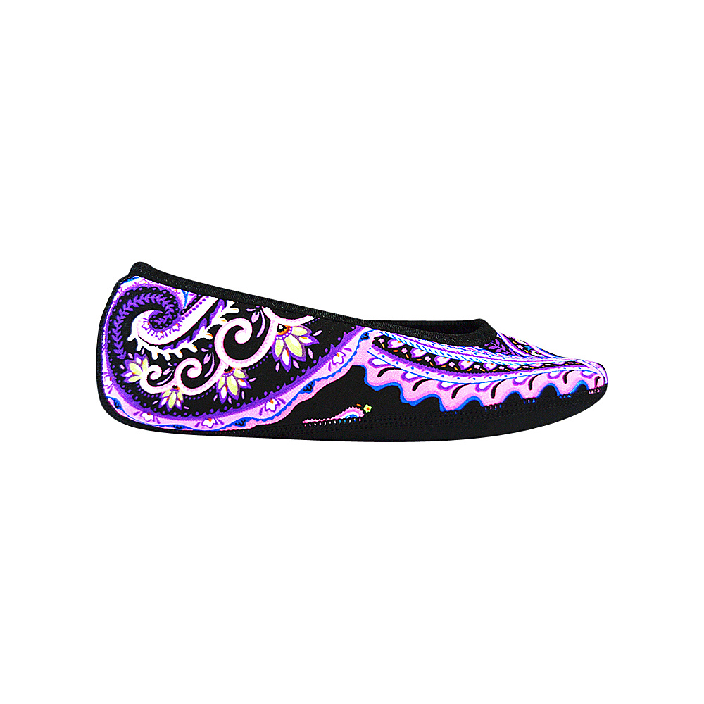 NuFoot Ballet Flats Travel Slipper Patterns Purple Paisley Large NuFoot Women s Footwear