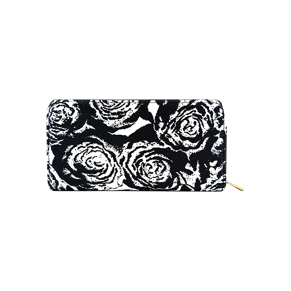 NuFoot NuPouch Zip Around Wallet Black amp; White Roses NuFoot Women s Wallets