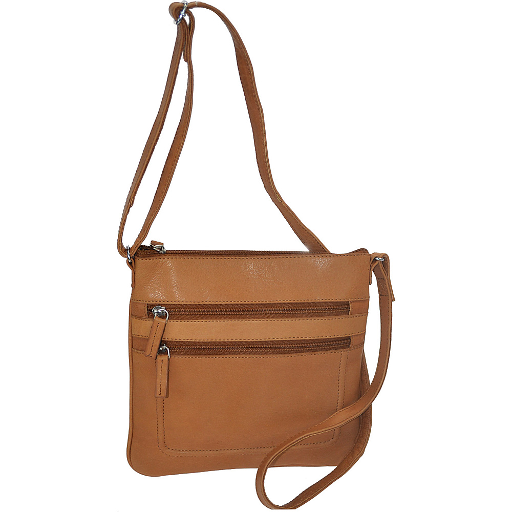 R R Collections Soft Drum Dyed Leather Square Crossbody Bag TAN R R Collections Leather Handbags