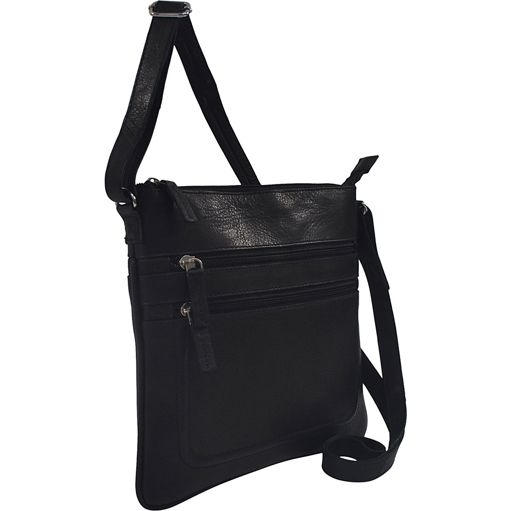 R R Collections Soft Drum Dyed Leather Square Crossbody Bag Black R R Collections Leather Handbags