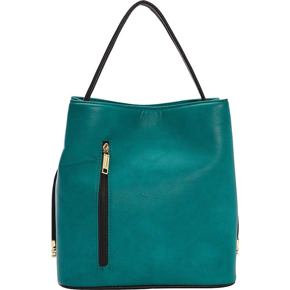 Samoe Classic Convertible Handbag Deep turquoise Bistro Brown Textured CL Samoe Manmade Handbags