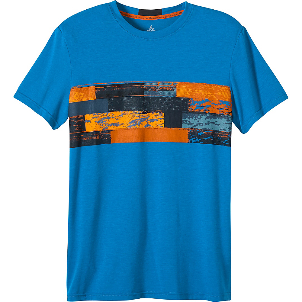 PrAna Printed Ridge Tech Tee Shirt L Classic Blue PrAna Men s Apparel