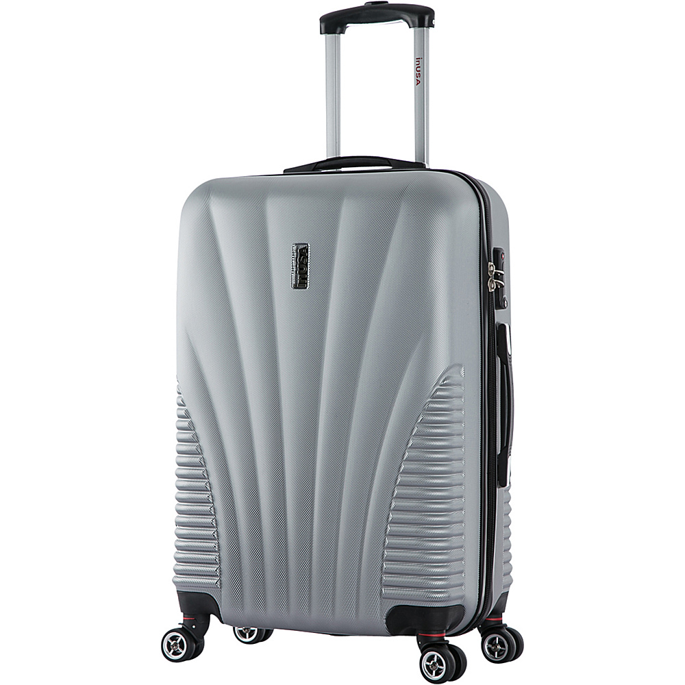 inUSA Chicago Collection 25 Lightweight Hardside Spinner Suitcase Silver inUSA Hardside Checked