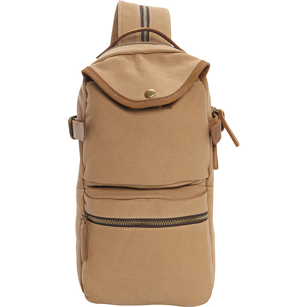 Vagabond Traveler Slim Long Shape Cotton Canvas Backpack Khaki Vagabond Traveler Business Laptop Backpacks