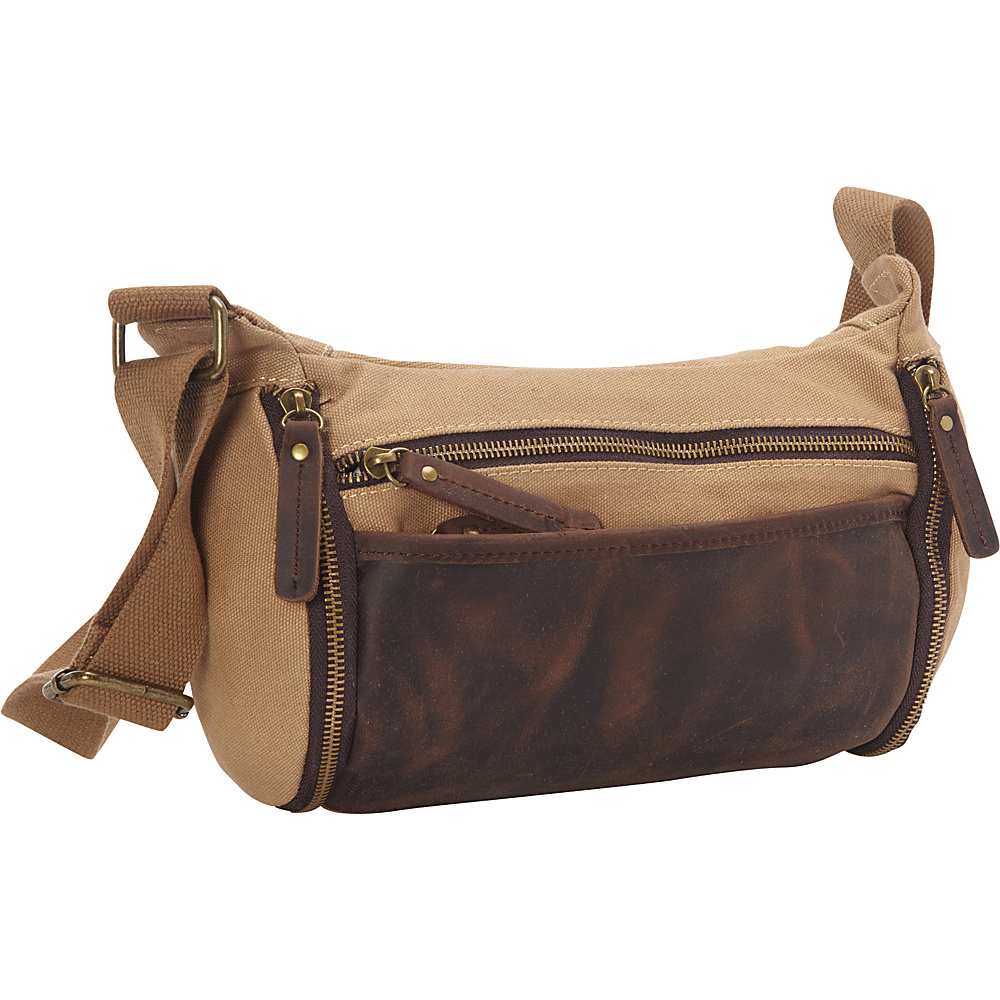 Vagabond Traveler Stylish Canvas Leather Shoulder Bag Khaki Vagabond Traveler Messenger Bags