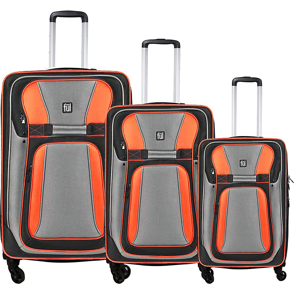 ful Set Of 3 Pieces Delancey Spinner Upright Softside Luggage Orange ful Luggage Sets