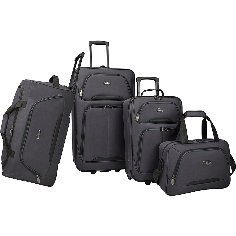 U.S. Traveler Vineyard 4 Piece Softside Luggage Set Charcoal U.S. Traveler Luggage Sets