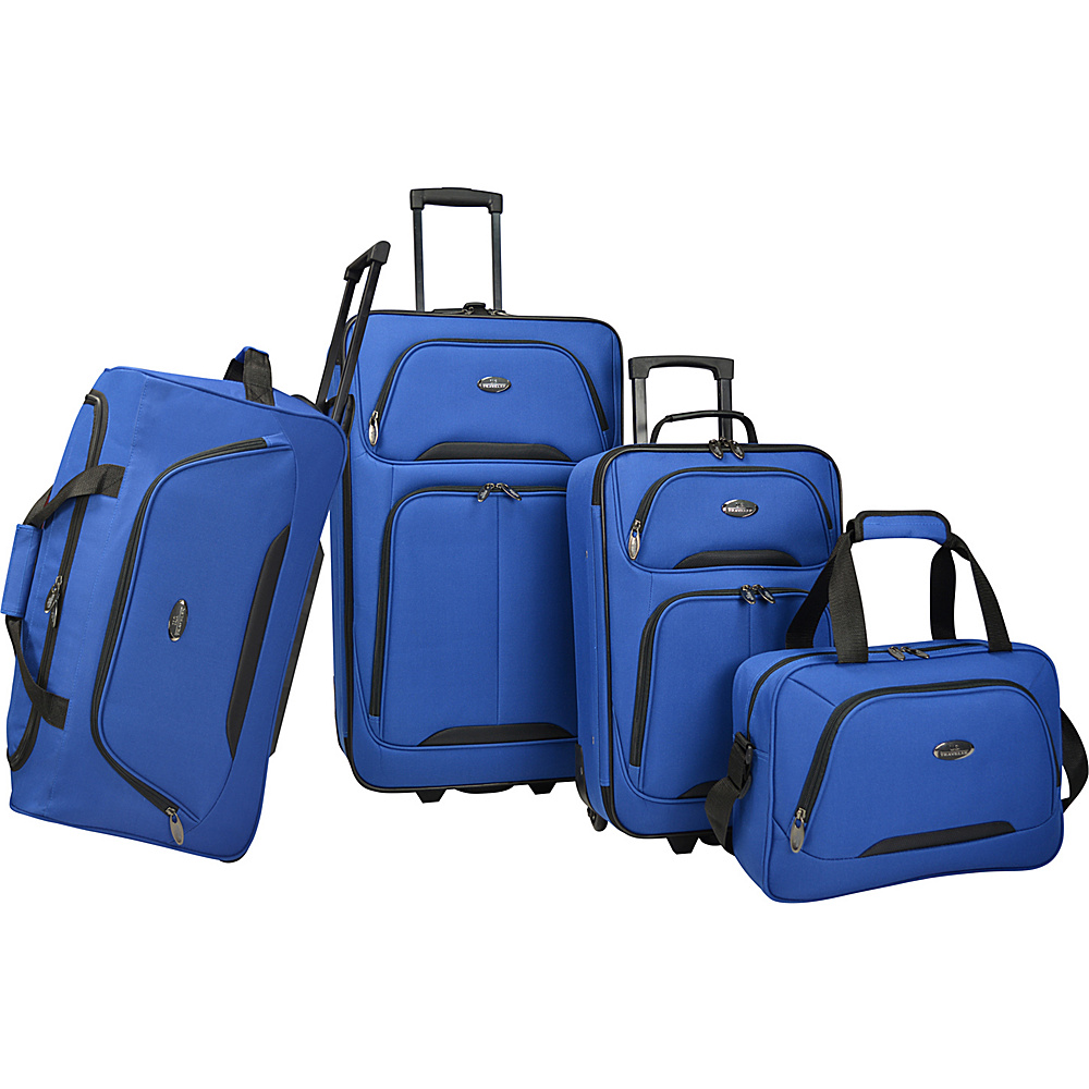 U.S. Traveler Vineyard 4 Piece Softside Luggage Set Blue U.S. Traveler Luggage Sets