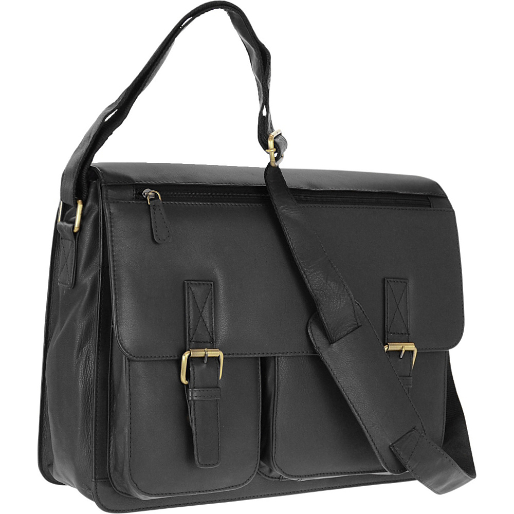 R R Collections Genuine Leather Flap Messenger Bag Black R R Collections Non Wheeled Business Cases