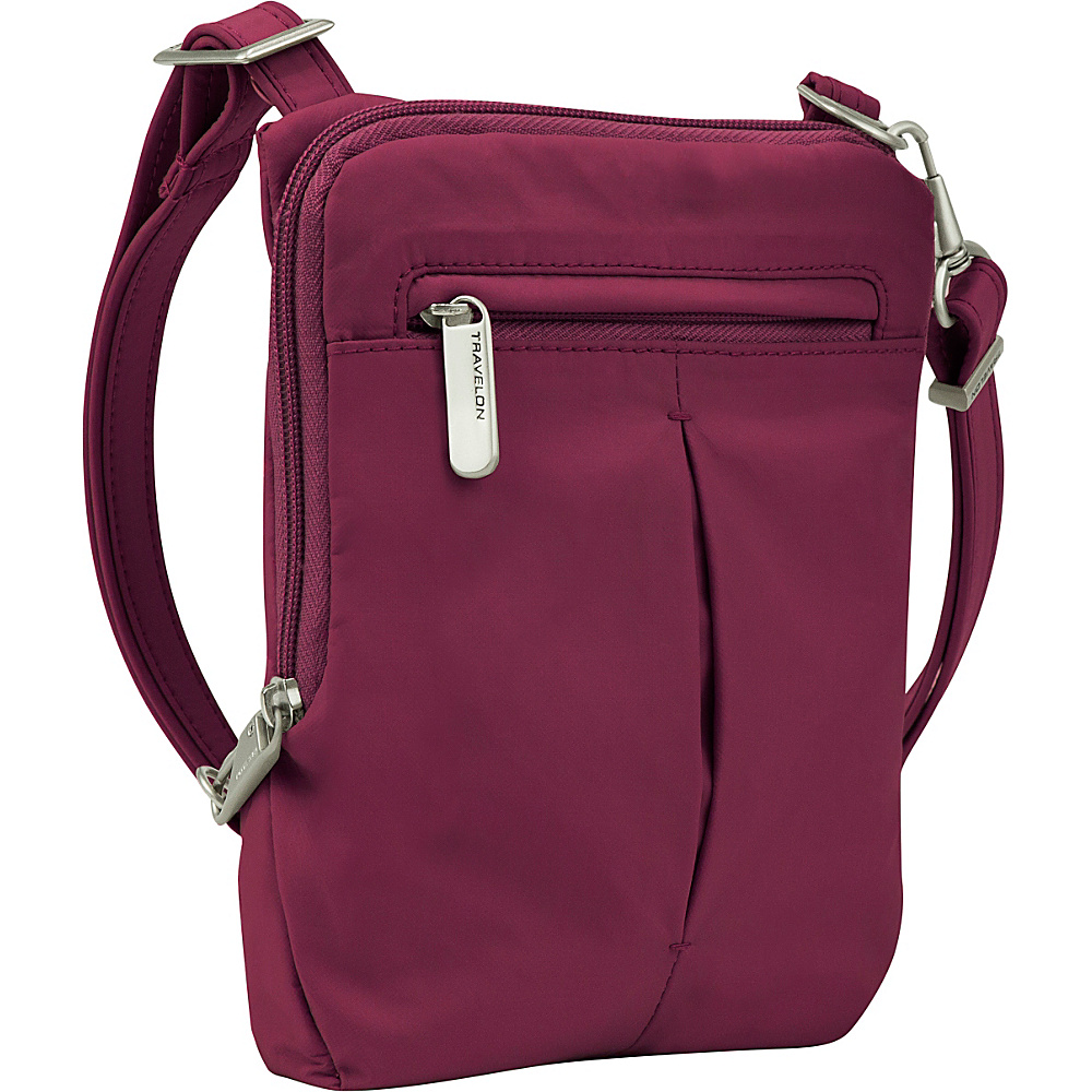 Travelon Anti Theft Classic Light Slim Mini Crossbody Bag Berry Gray Travelon Fabric Handbags