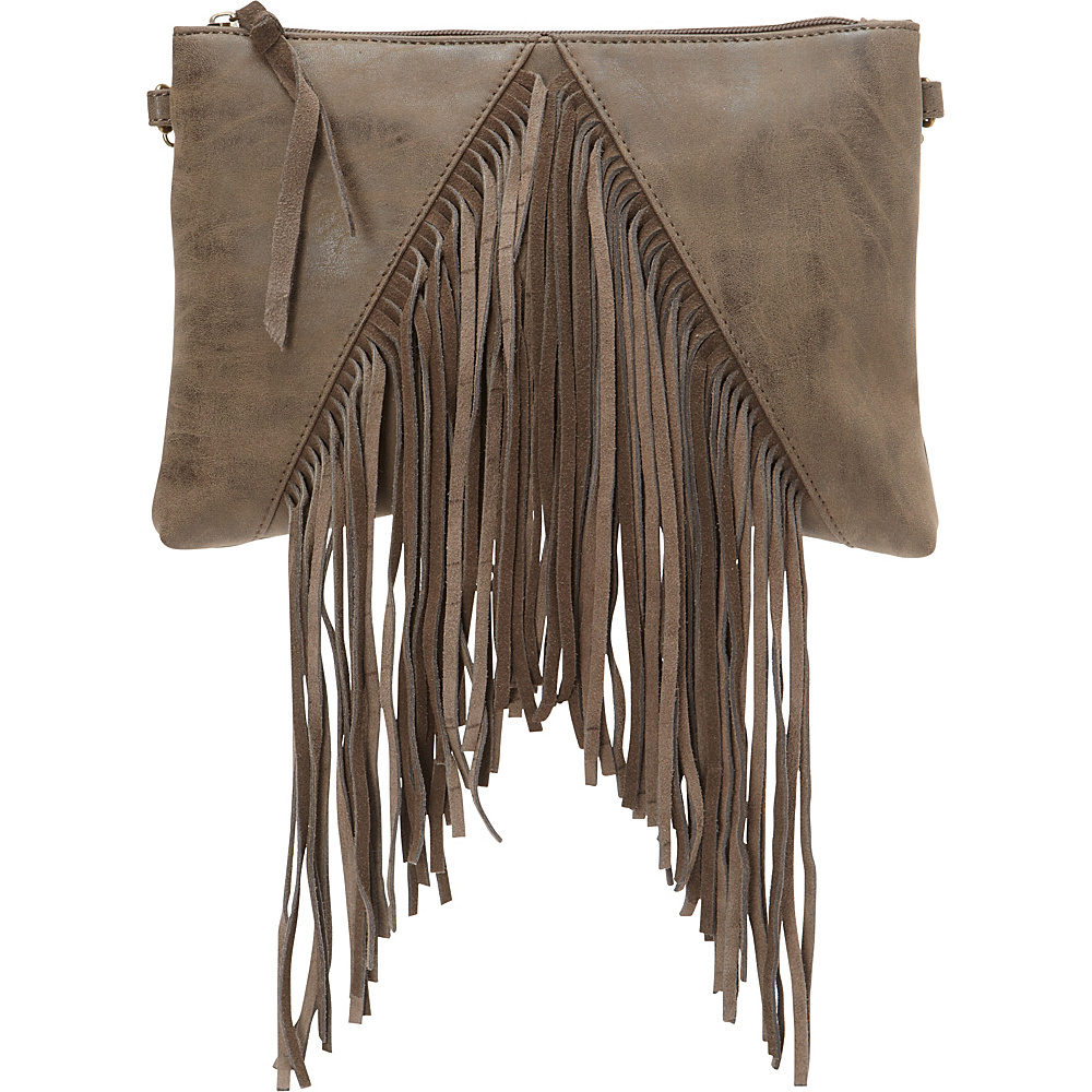 Ampere Creations The Fringe Crossbody Taupe Ampere Creations Manmade Handbags