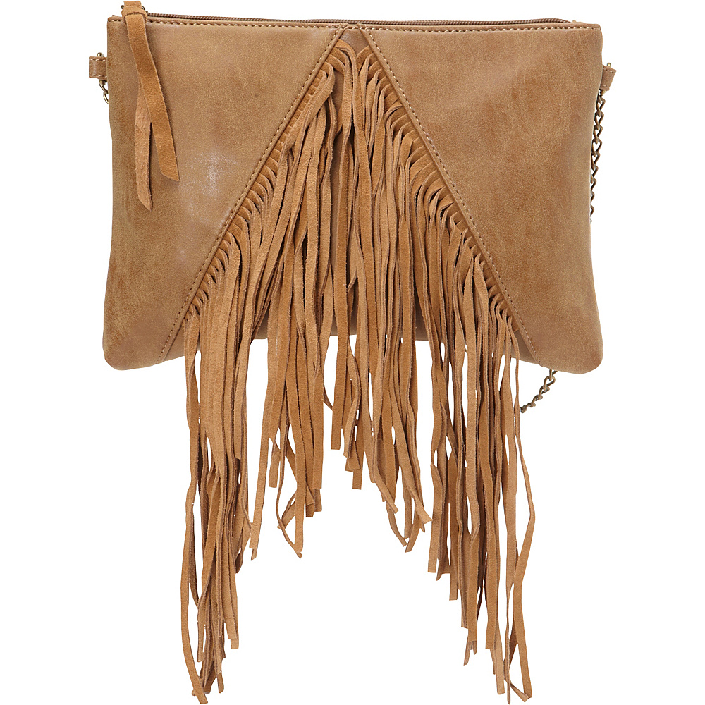Ampere Creations The Fringe Crossbody Brown Ampere Creations Manmade Handbags