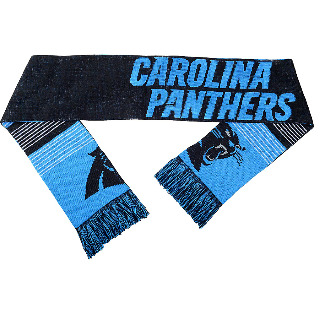 Forever Collectibles NFL Reversible Split Logo Scarf Black Carolina Panthers Forever Collectibles Hats Gloves Scarves