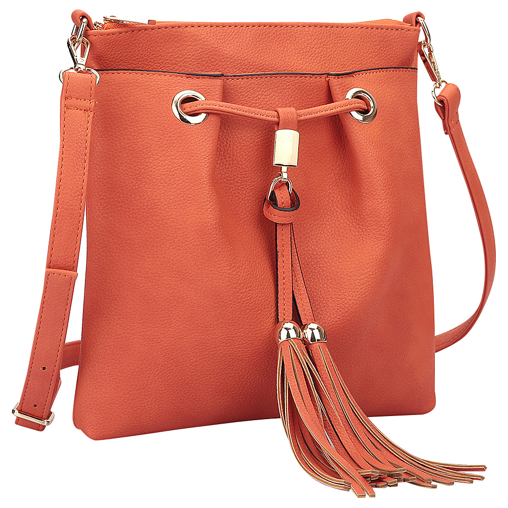 Dasein Crossbody bag with fringe details Orange Dasein Manmade Handbags