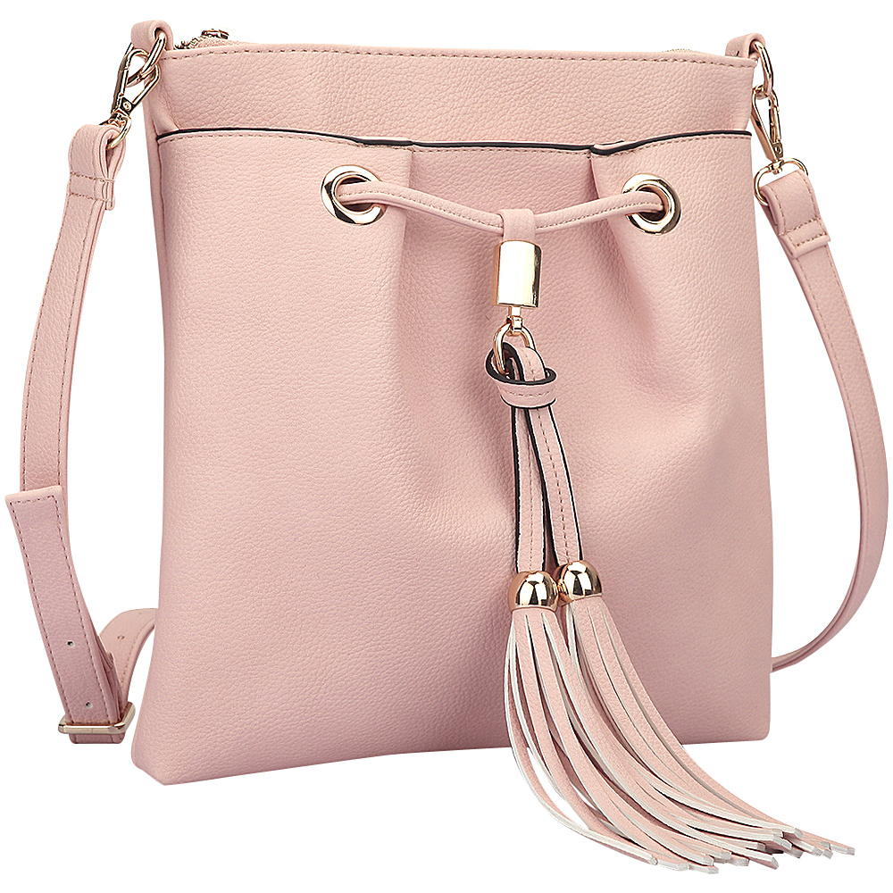 Dasein Crossbody bag with fringe details Light Pink Dasein Manmade Handbags