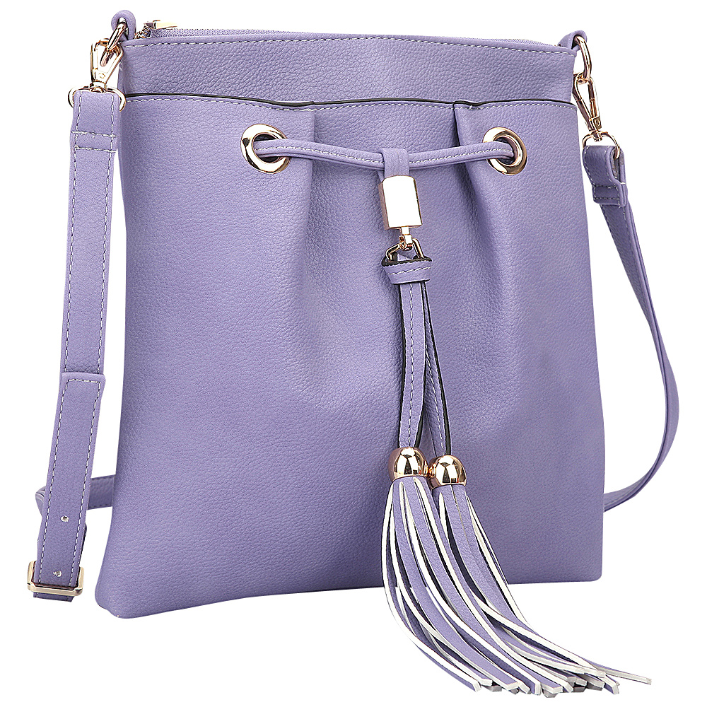 Dasein Crossbody bag with fringe details Purple Dasein Manmade Handbags