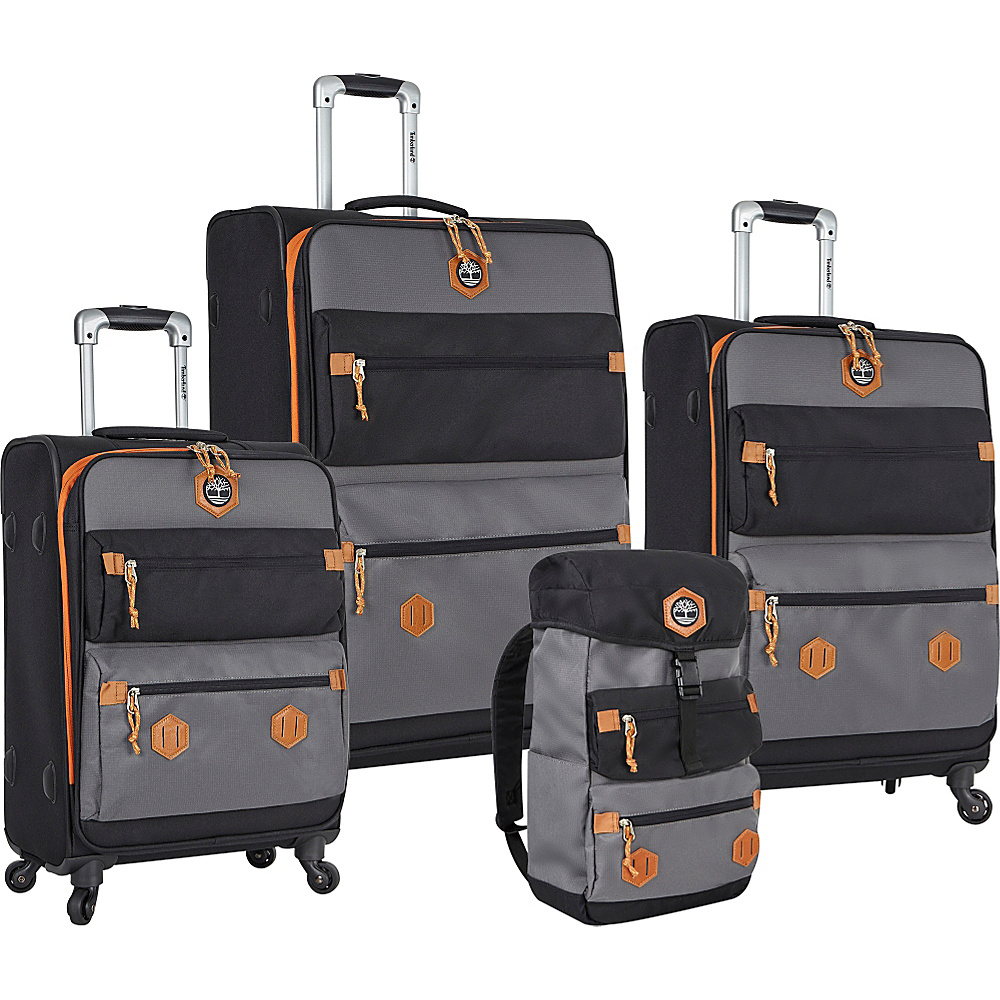 Timberland Orange Trail 4 Piece Set Black Gray Timberland Luggage Sets