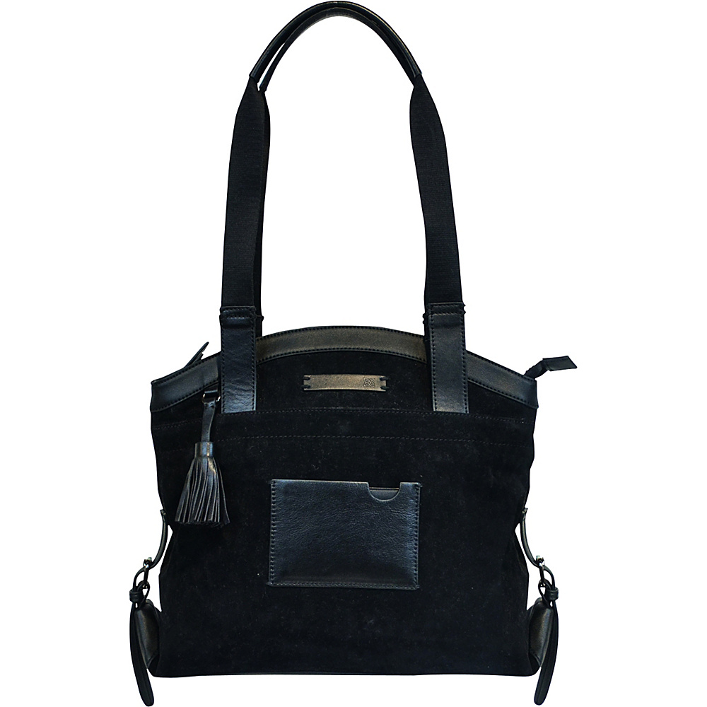 Sherpani Tiegan Shoulder Bag PU Suede Black Sherpani Leather Handbags