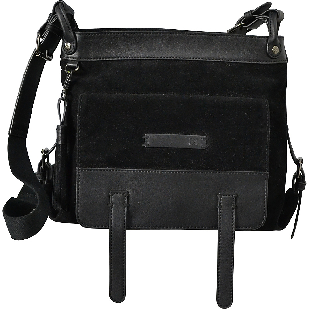Sherpani Willow Crossbody PU Suede Black Sherpani Leather Handbags