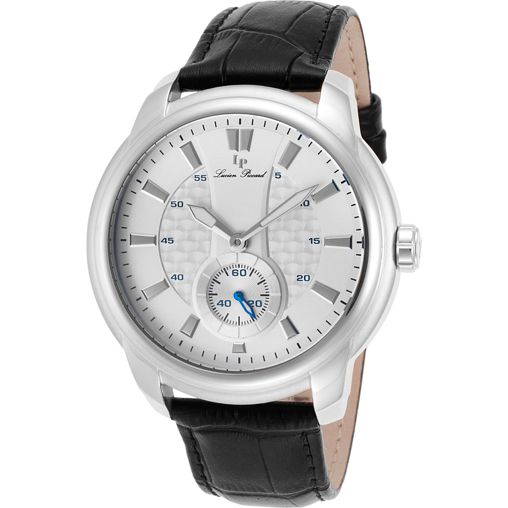 Lucien Piccard Watches Duval Leather Band Watch Black White Silver Lucien Piccard Watches Watches