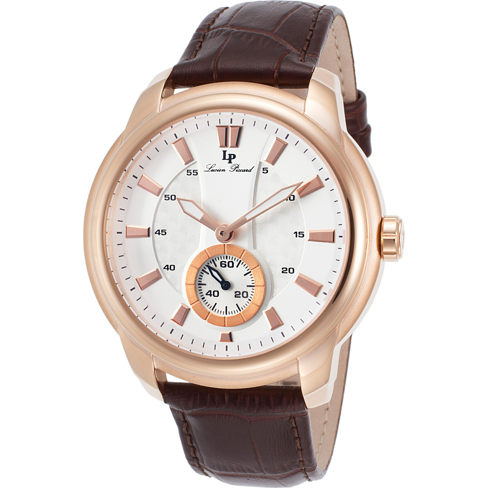 Lucien Piccard Watches Duval Leather Band Watch Brown White Rose Gold Lucien Piccard Watches Watches