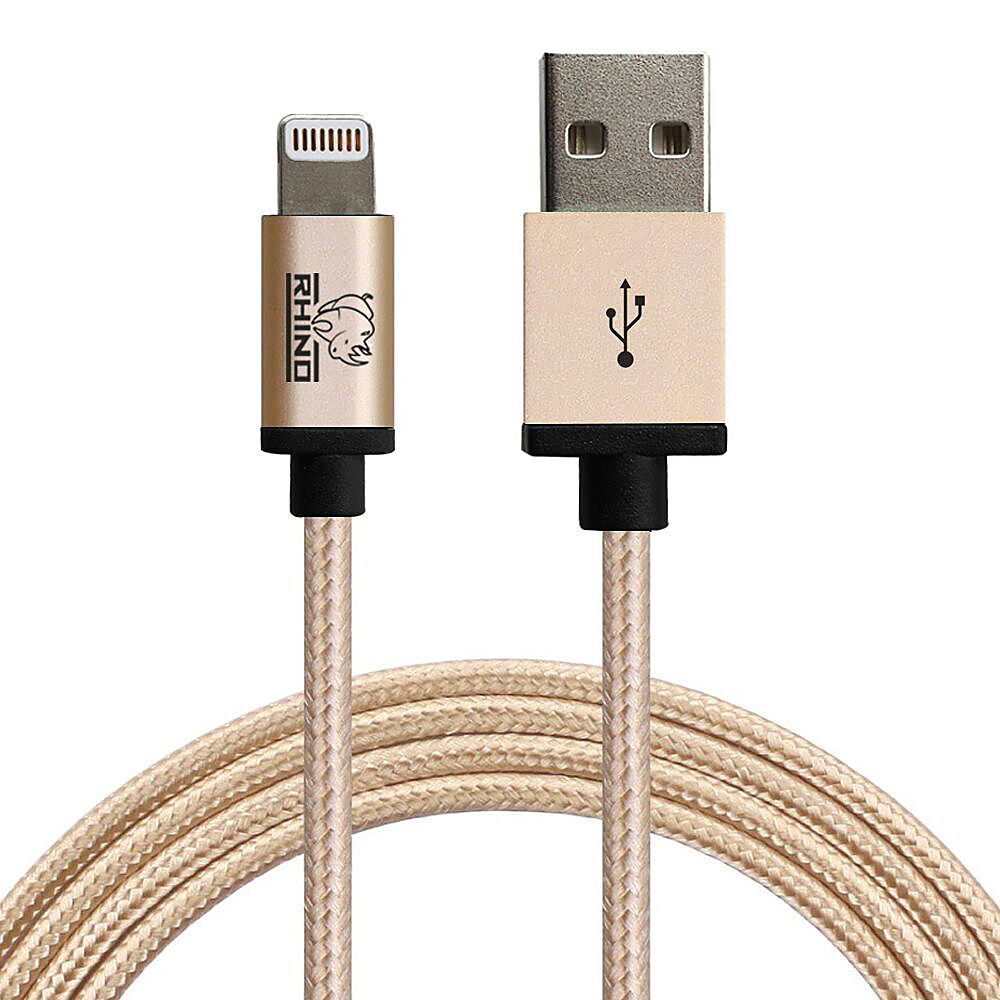 Rhino Paracord Sync Charge 3 meter MFI Lightning Cable Gold Rhino Electronic Accessories