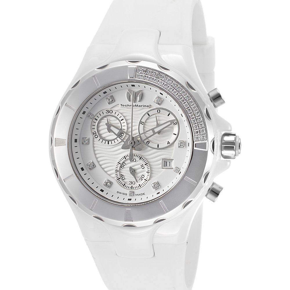 TechnoMarine Watches Womens Cruise Diamonds Chronograph Silicone Band Watch White TechnoMarine Watches Watches