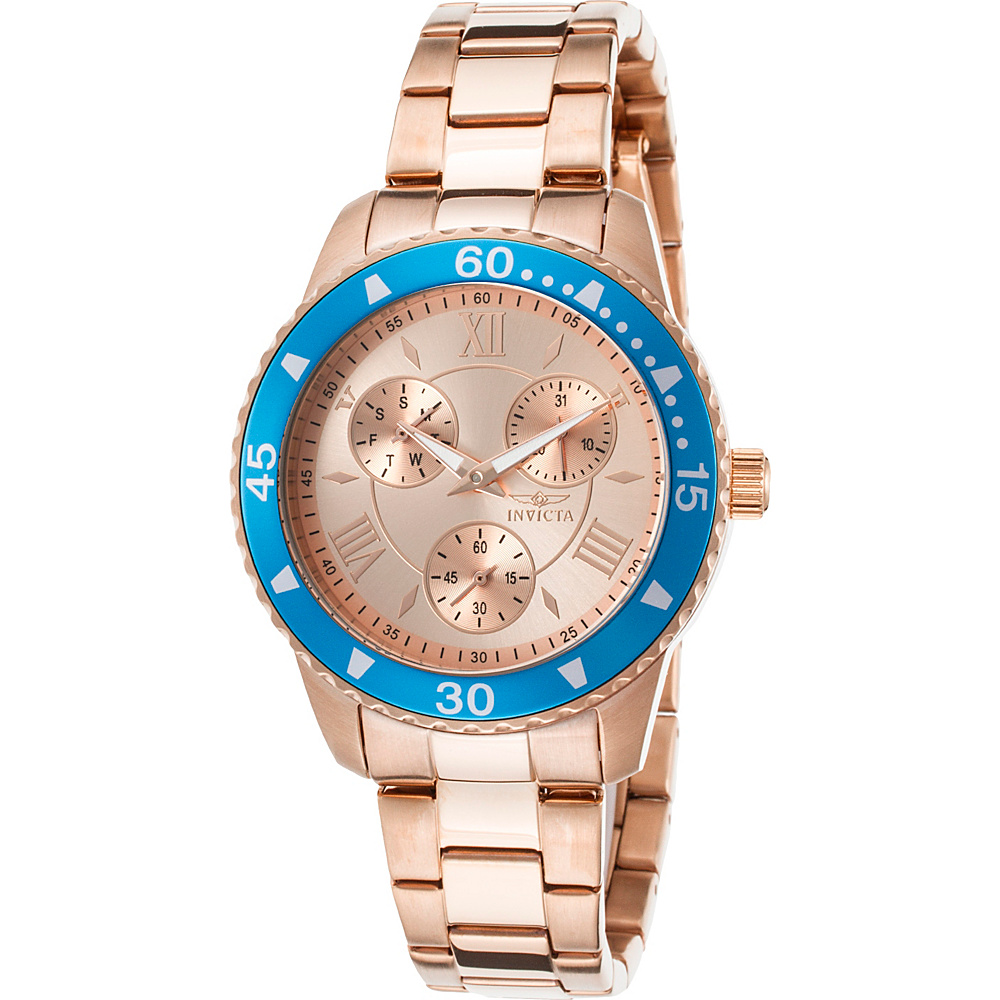 Invicta Watches Womens Angel 18K Gold Plated Steel Watch Rose Gold Blue Invicta Watches Watches