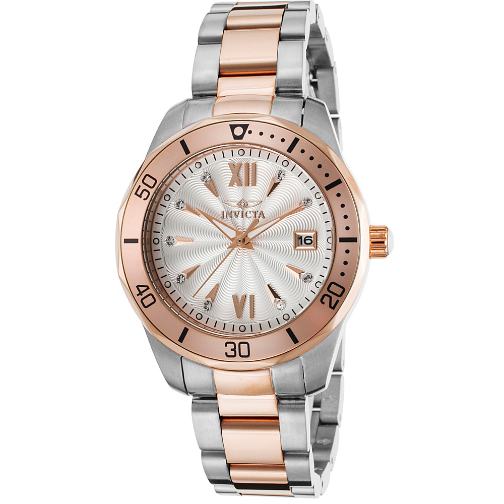 Invicta Watches Womens Pro Diver Two Tone Stainless Watch Silver Rose Gold Invicta Watches Watches