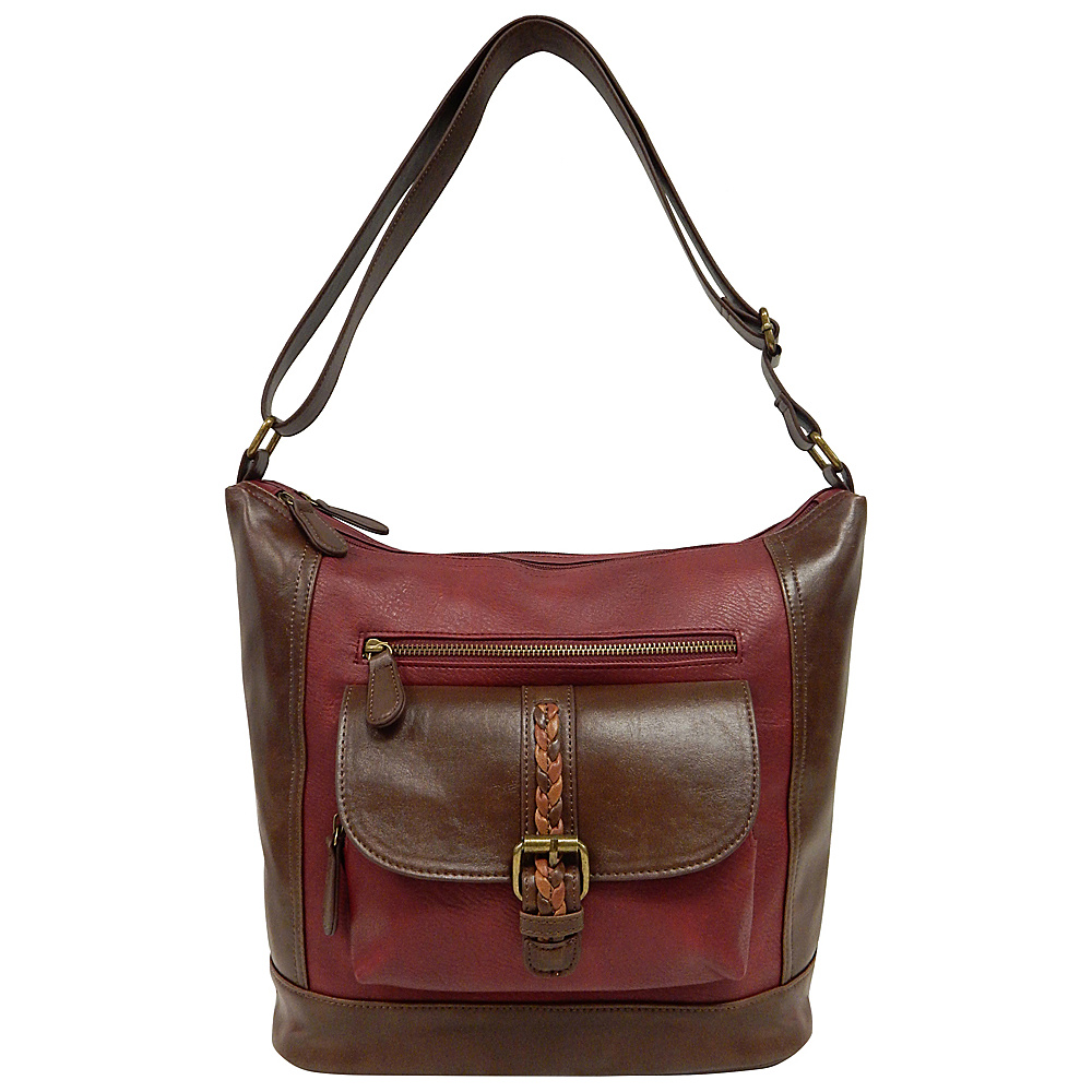 Bueno Harness Braided Shoulder Bag Dark Red Bueno Manmade Handbags